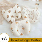Ayıcıklı Ortopedik Bebek Kafa Destek Yastığı – Düz Baş Önleyici, Pamuklu